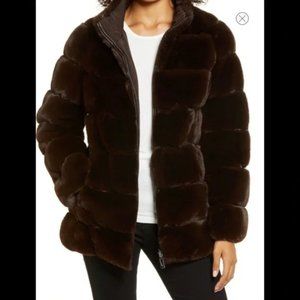 VIA SPIGA NWT Eggplant Faux Fur Reversible Jacket